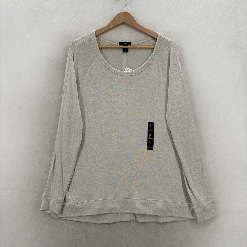 Gap Sweater Womens Large Beige Brushed Marled Oatmeal Scoop Raglan Long Sleeve